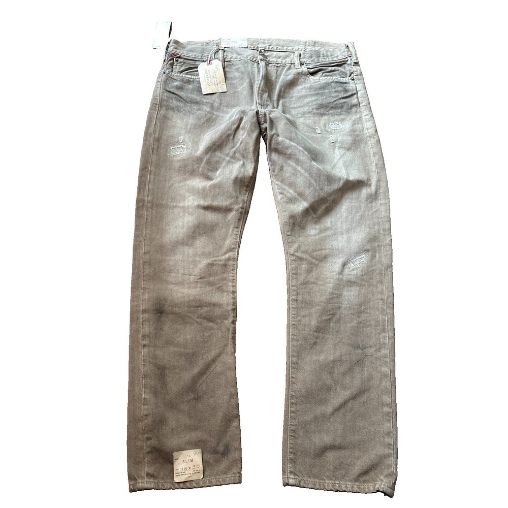 Vintage Ralph Lauren Denim & Supply Slim Jeans 38x30 Brown Rugged Distressed NEW